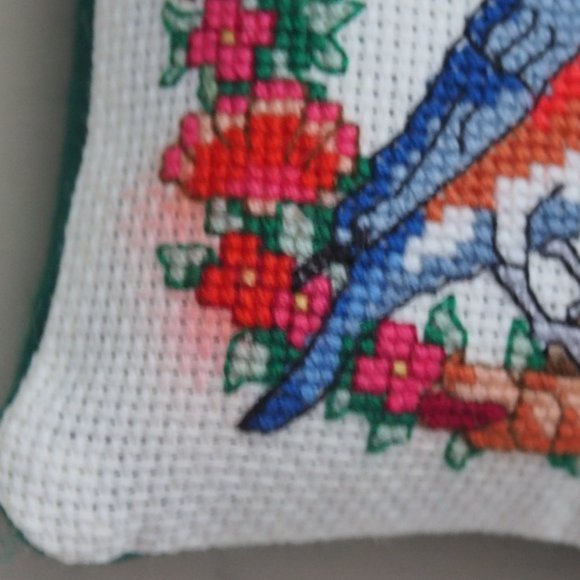 Handmade Bluebird Cross-Stitch Pincushion - Picture 7 of 9